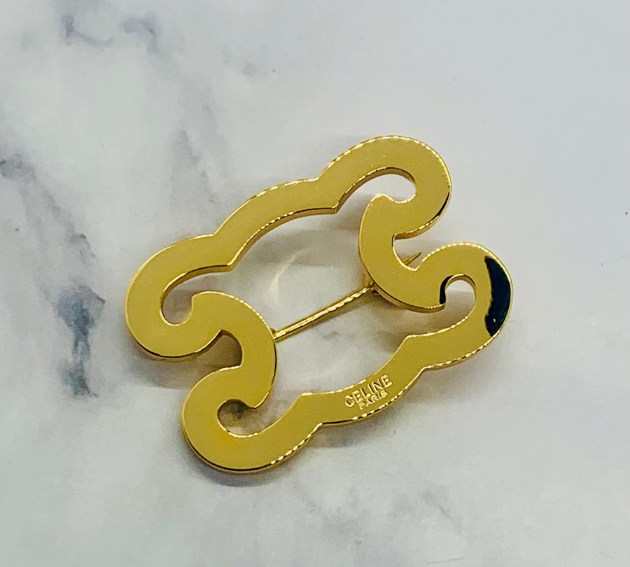 CELINE Monogram Gold Tone Brooch Pin - Pre-Owned — 1