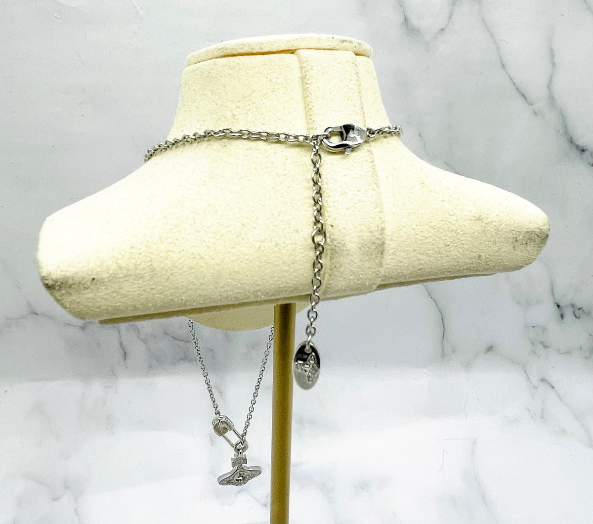 VIVIENNE WESTWOOD Rhinestone Safety Pin Orb Necklace - Pre-Owned — 3