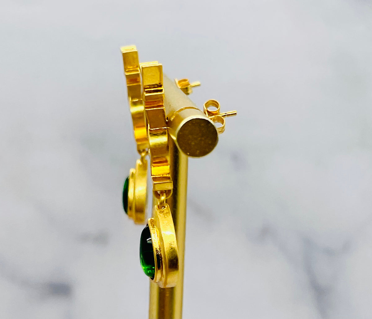 YSL YVES SAINT LAURENT Green Gem Pendant Earrings - Pre-Owned — 3