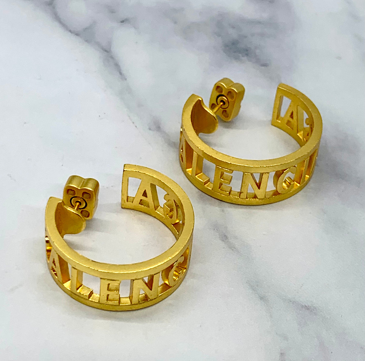 BALENCIAGA Brass Tono Hoop Earrings - Pre-Owned — 1