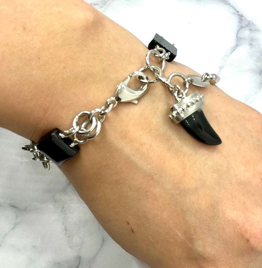 GIVENCHY Horn Silver & Black Bracelet - Pre-Owned — 1