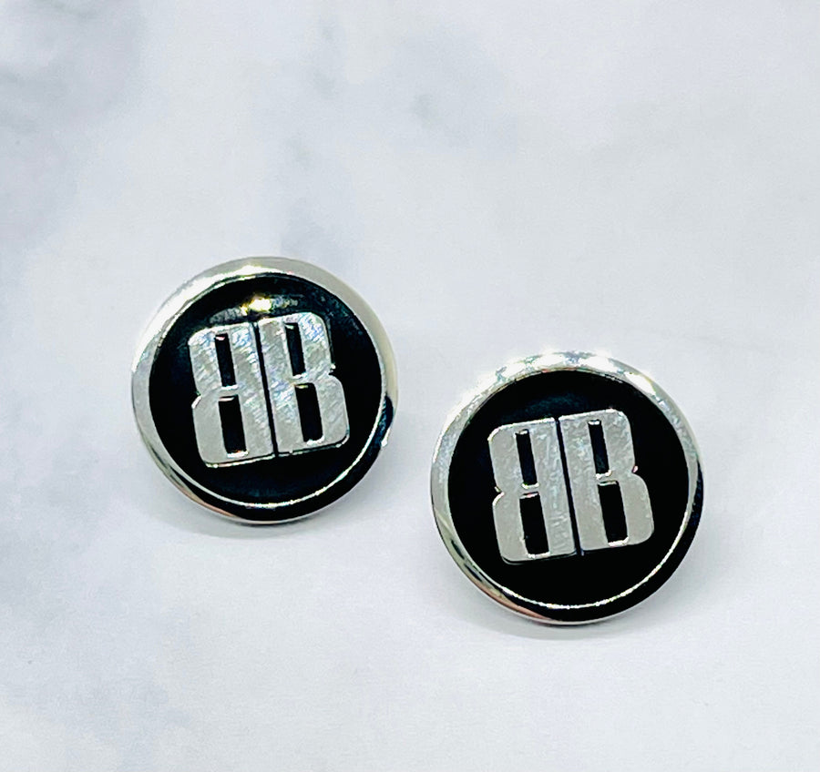 BALENCIAGA BB Enamel Black Button Earrings - Pre-Owned — 1