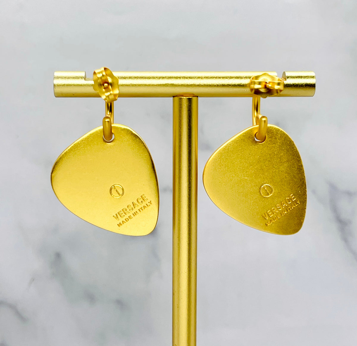 VERSACE Medusa Gold Tone Guitar Pick Pendant Earring - Pre-Owned — 2