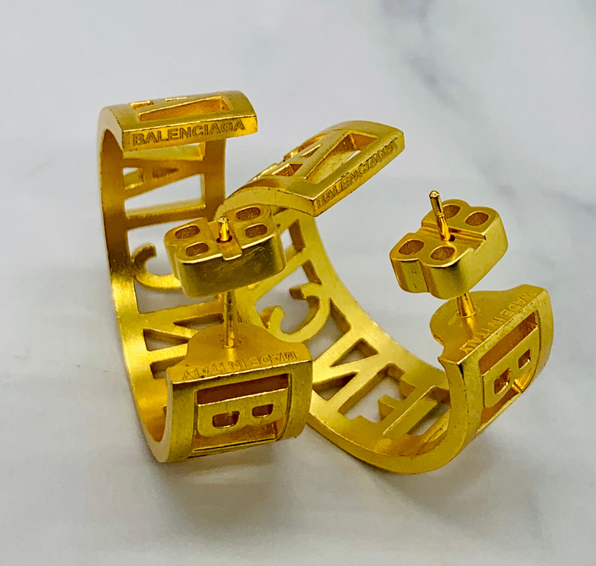 BALENCIAGA Brass Tono Hoop Earrings - Pre-Owned — 3