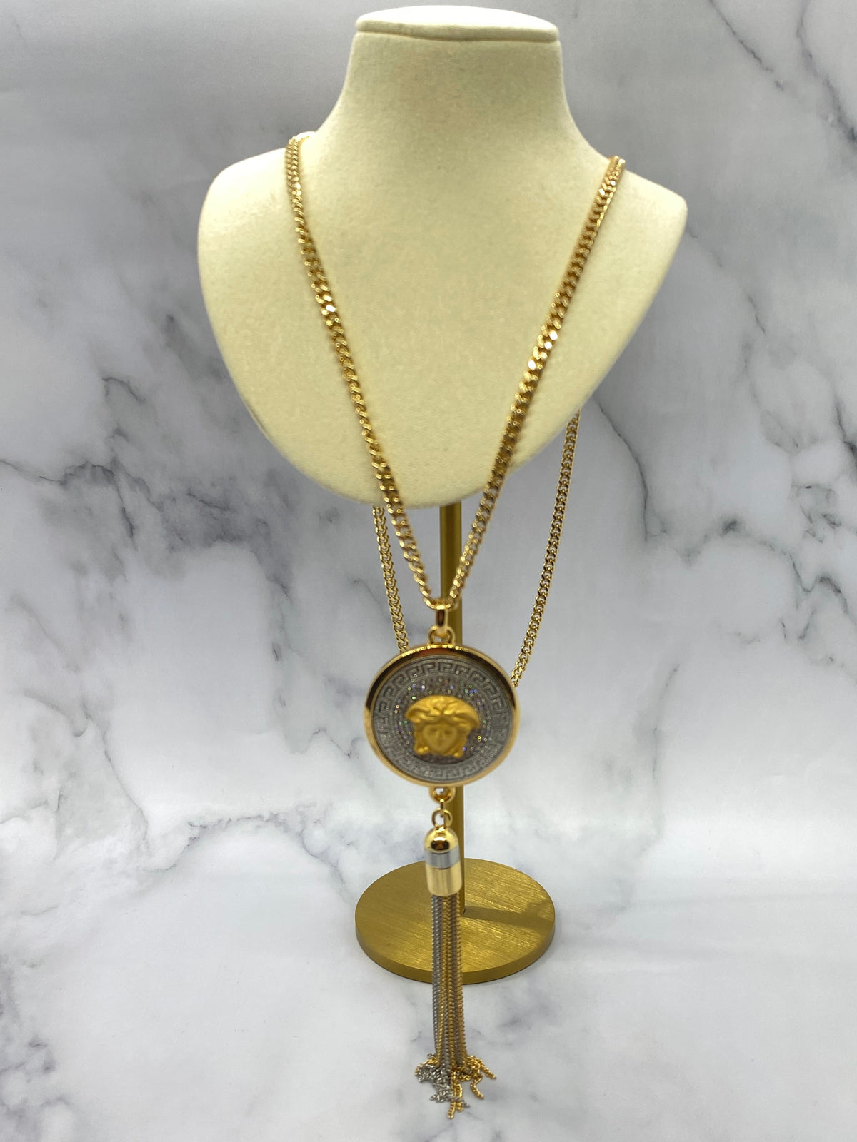 VERSACE Vintage Medusa Tassel Necklace - USED