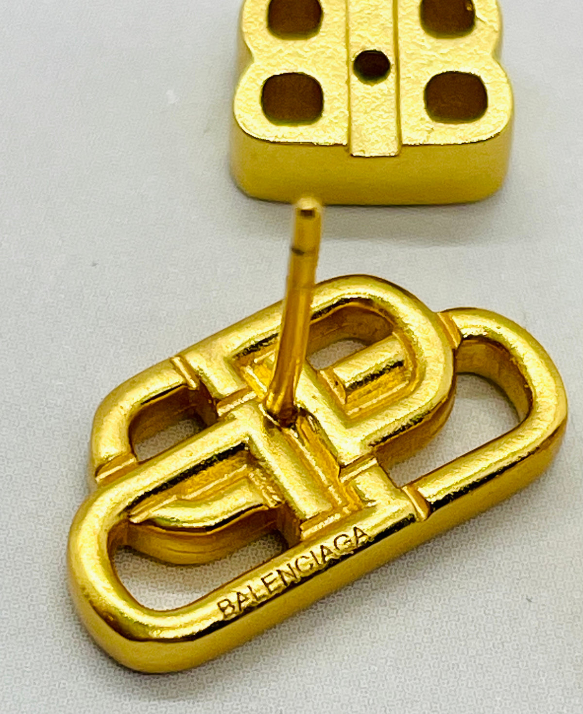 BALENCIAGA BB Gold Tone Stud Earrings - Pre-Owned — 5
