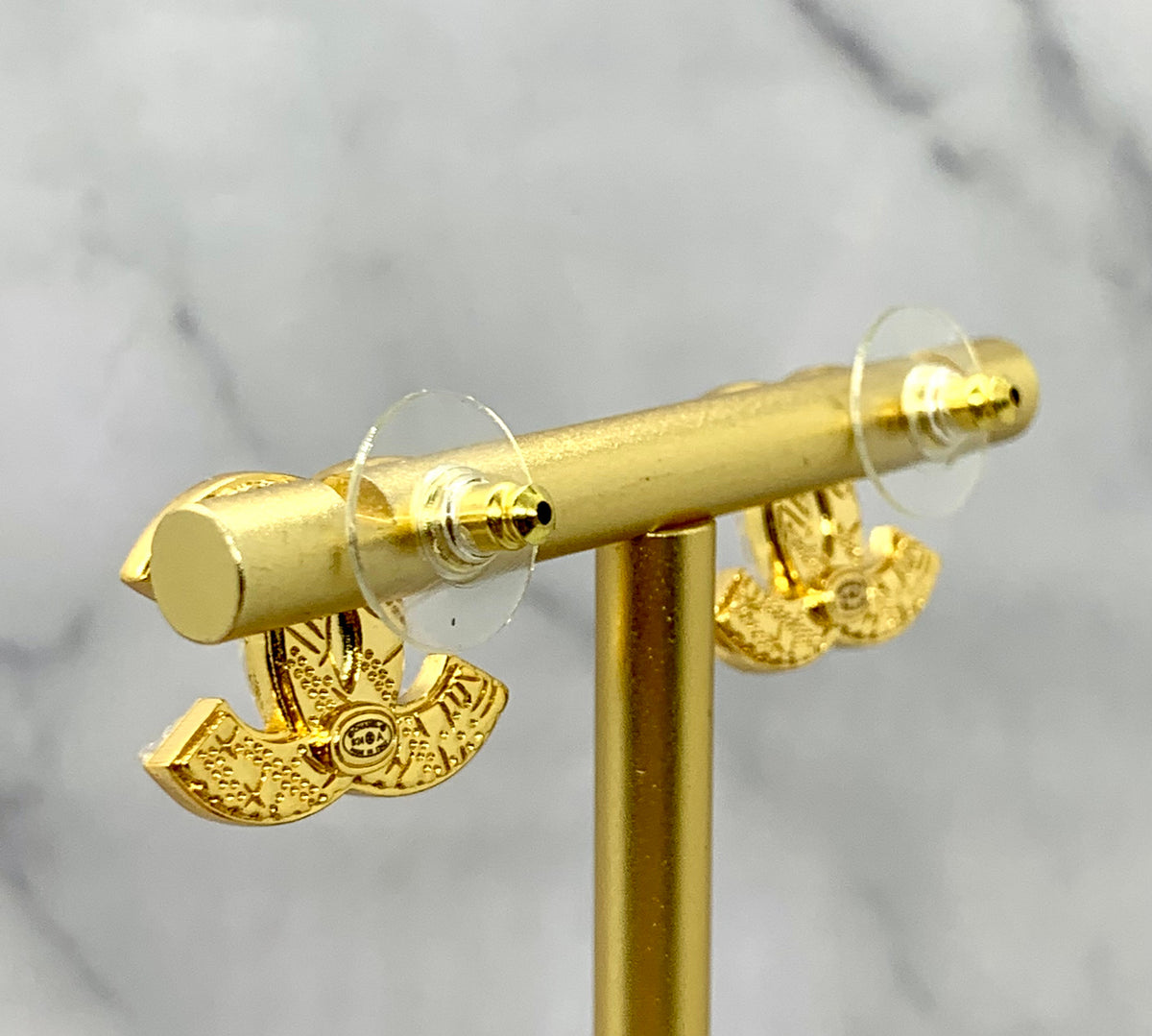CHANEL CC Gold Tone Enamel Earrings - Pre-Owned