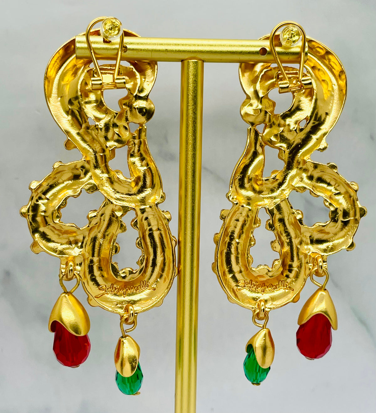 SCHIAPARELLI Statement Rhinestone Pendant Earrings - Pre-Owned — 3