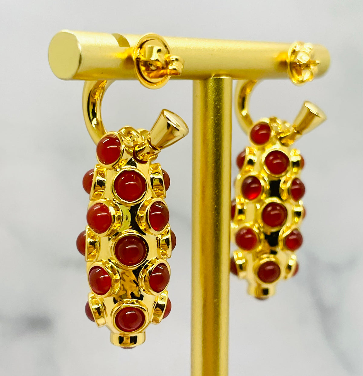 BOTTEGA VENETA Jasper Cabochon Pendant Earrings - Pre owned / MI6359 — 5