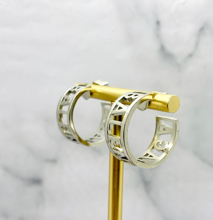 BALENCIAGA Silver Tone Hoop Earrings - Pre-Owned — 1