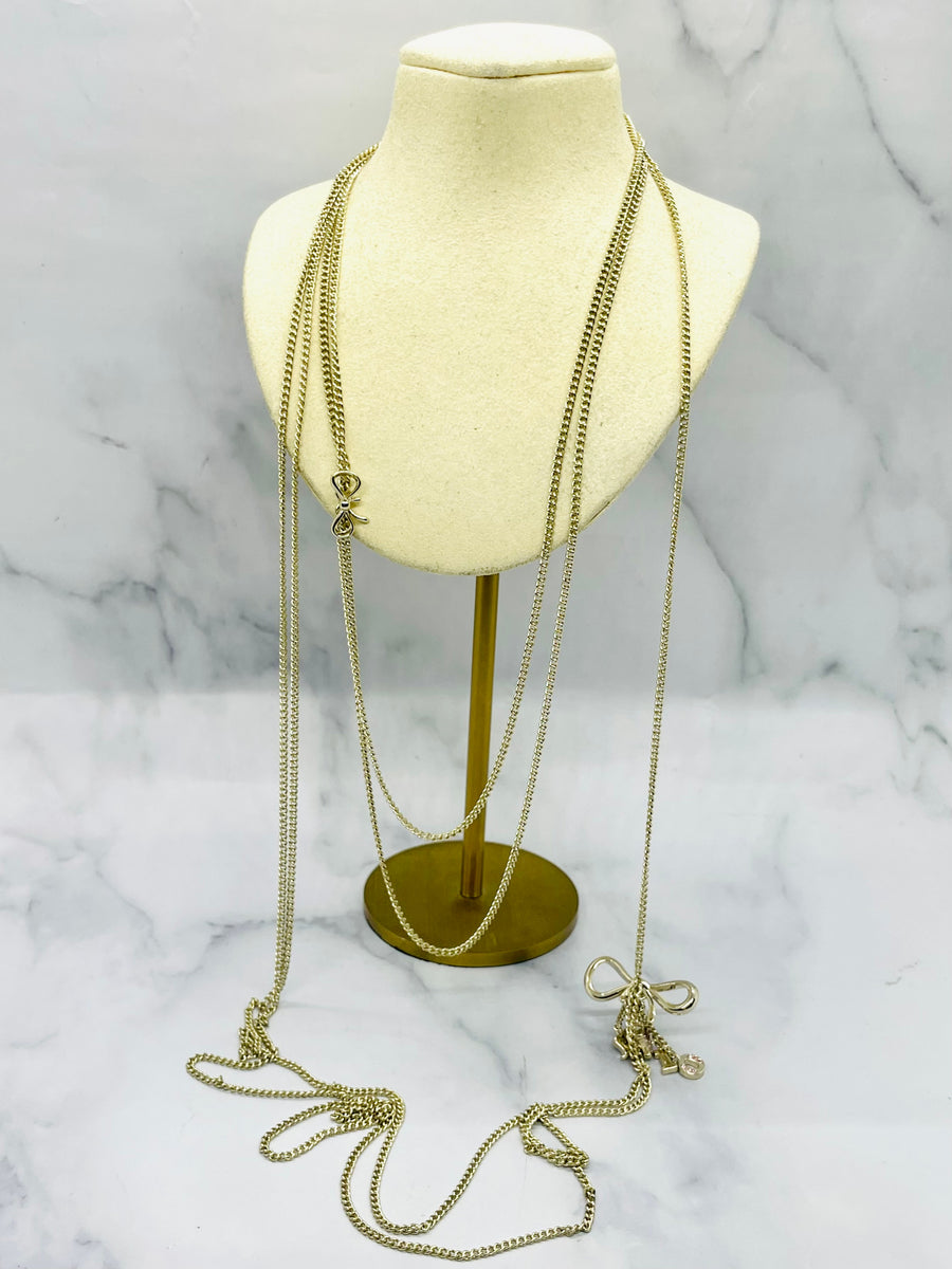 CHRISTIAN DIOR CD Statement Layered Bow Necklace - Pre-Owned — 1