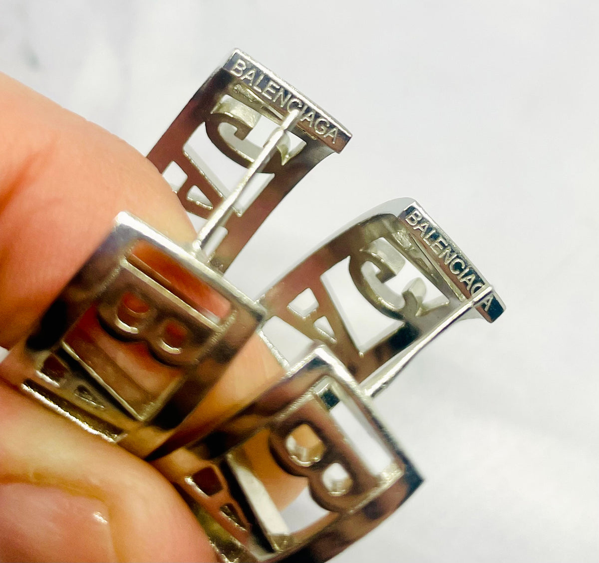 BALENCIAGA Silver Tone Hoop Earrings - Pre-Owned — 6