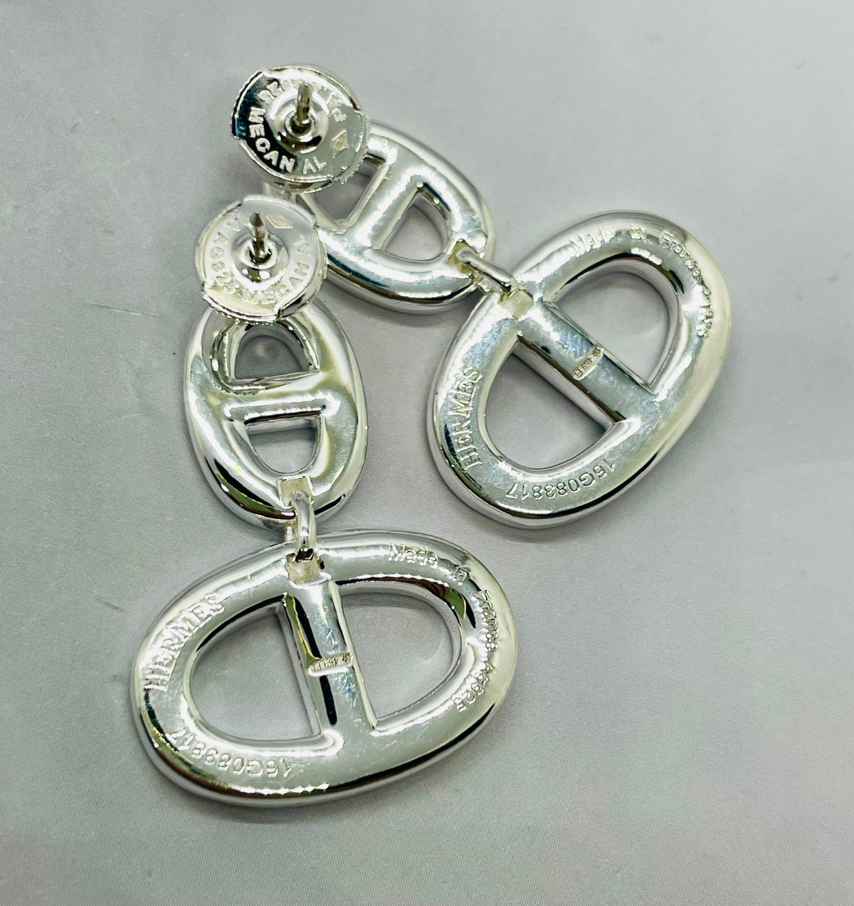 HERMES Silver Tone Pendant Earrings - Pre-Owned — 4
