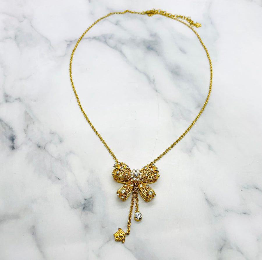 VERSACE Lariat Bow Rhinestone Statement Necklace - Pre-Owned — 1