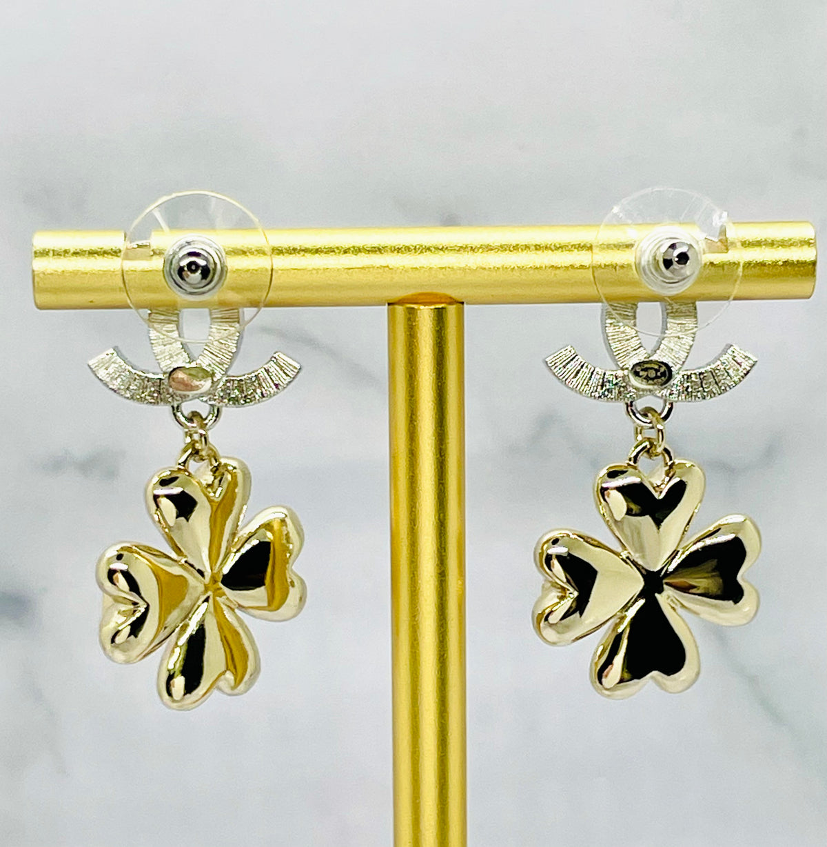 CHANEL CC Rhinestone Floral Pendant Earrings - Pre-Owned — 4