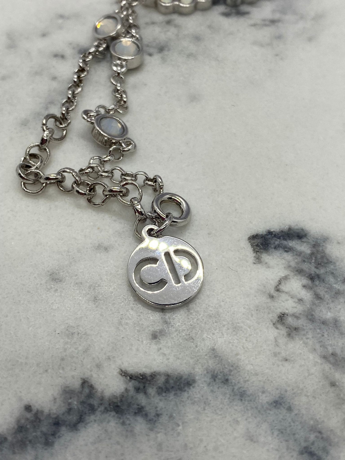 CHRISTIAN DIOR CD White Rhinestone Bracelet - Pre-Owned — 3