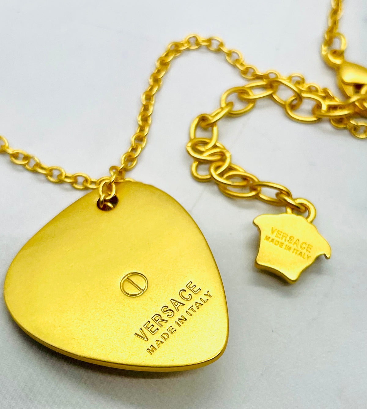 VERSACE Gold Tone Guitar Pick Chain Necklace - Pre-Owned — 4
