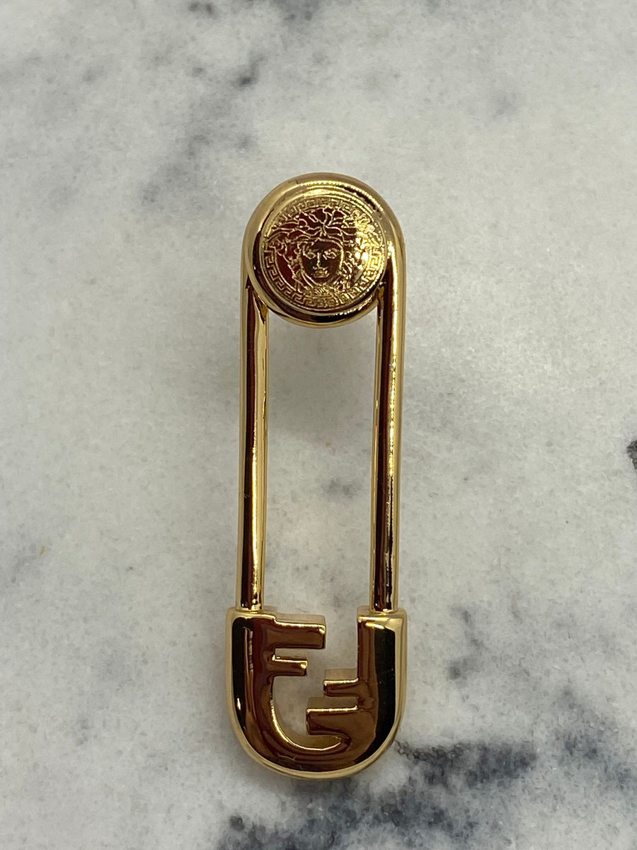 FENDACE Versace x Fendi Single Gold Safety Pin Earring - Pre-Owned — 1