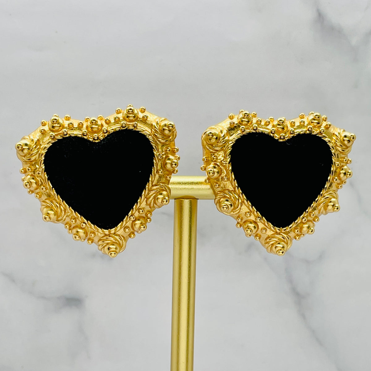 CHRISTIAN LACROIX Black Velvet Heart Earrings - Pre-Owned / MK6406 — 4