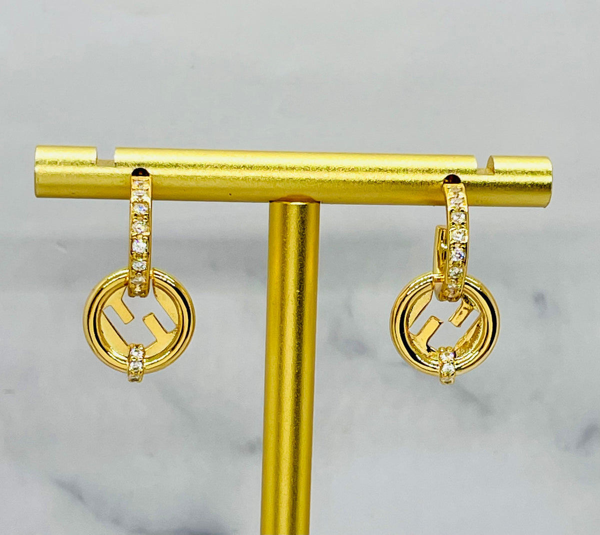FENDI FF Rhinestone Hoop Earrings - Pre-Owned — 1