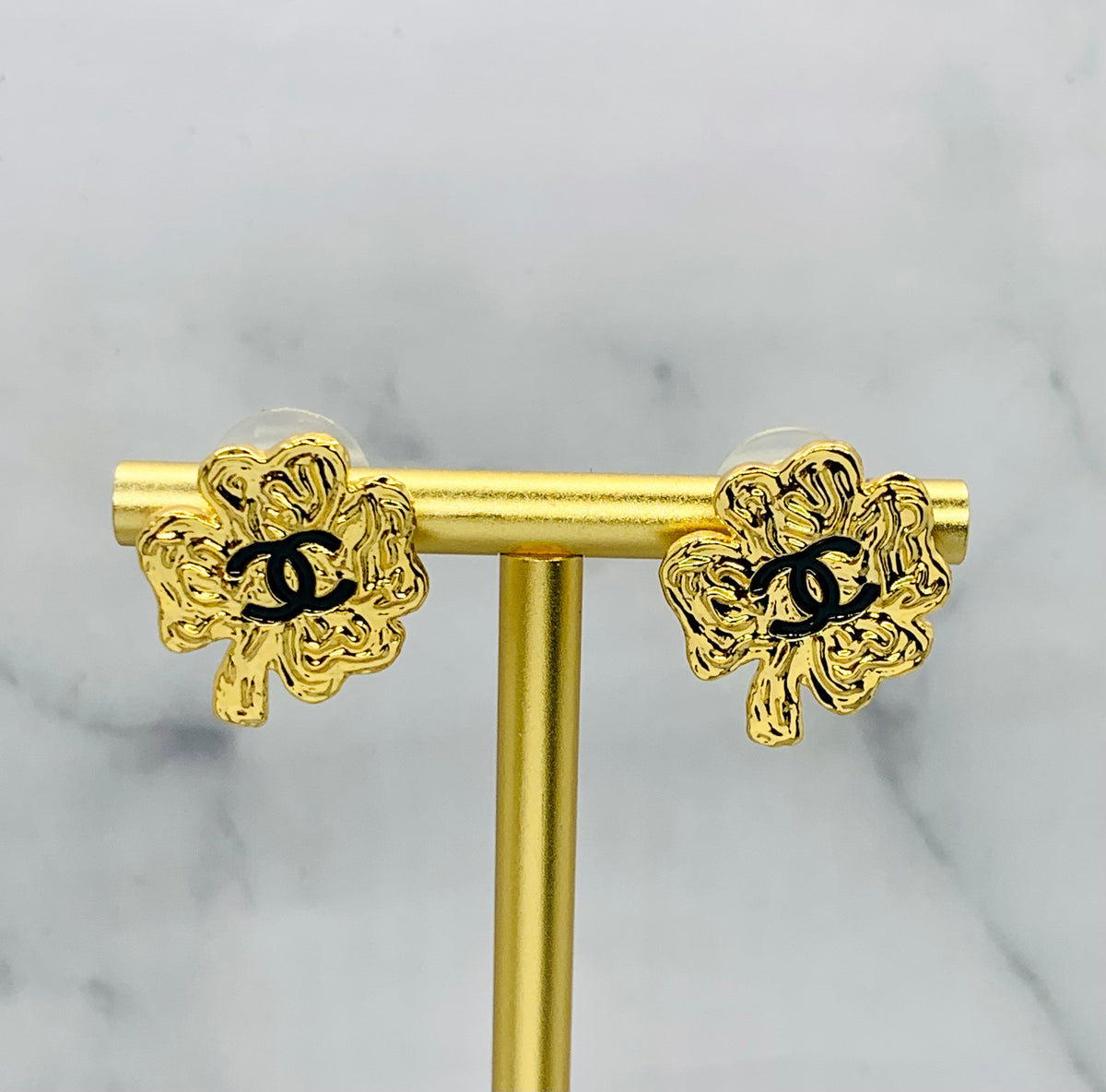 CHANEL CC Gold Tone Lucky Clover Earrings - Pre-Owned — 3