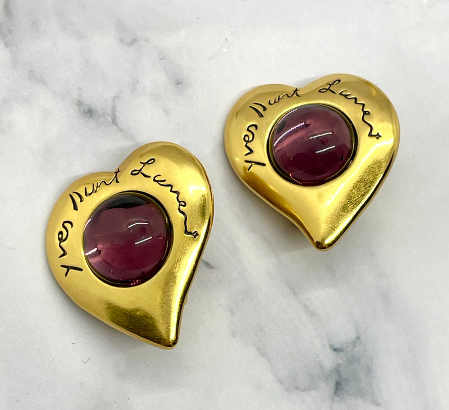 YVES SAINT LAURENT YSL Vintage Heart Clip On Earrings - Pre-Owned — 1