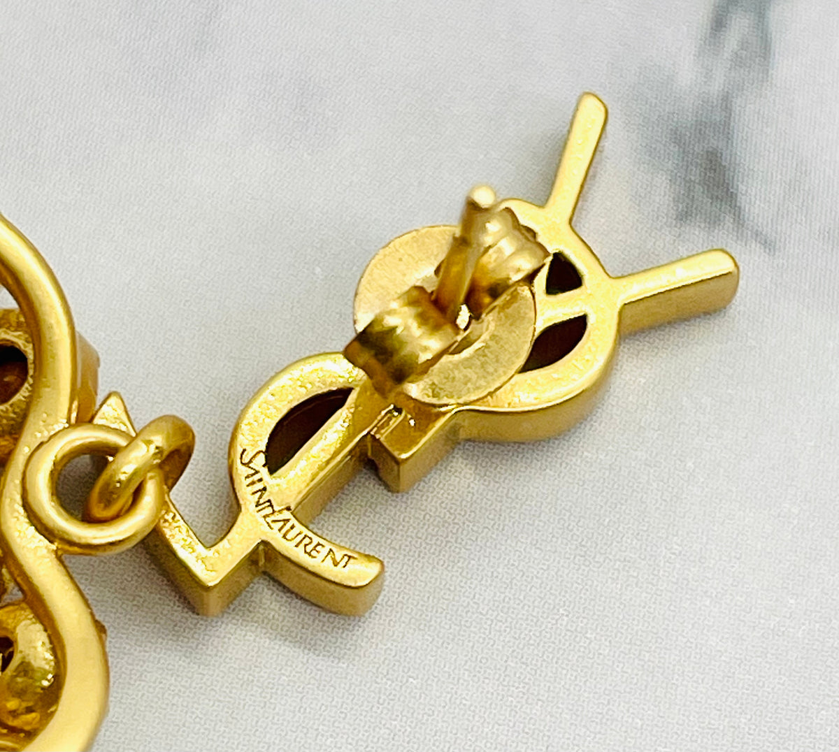 YSL YVES SAINT LAURENT Green Rhinestone Pendant Earrings - Pre-Owned — 5