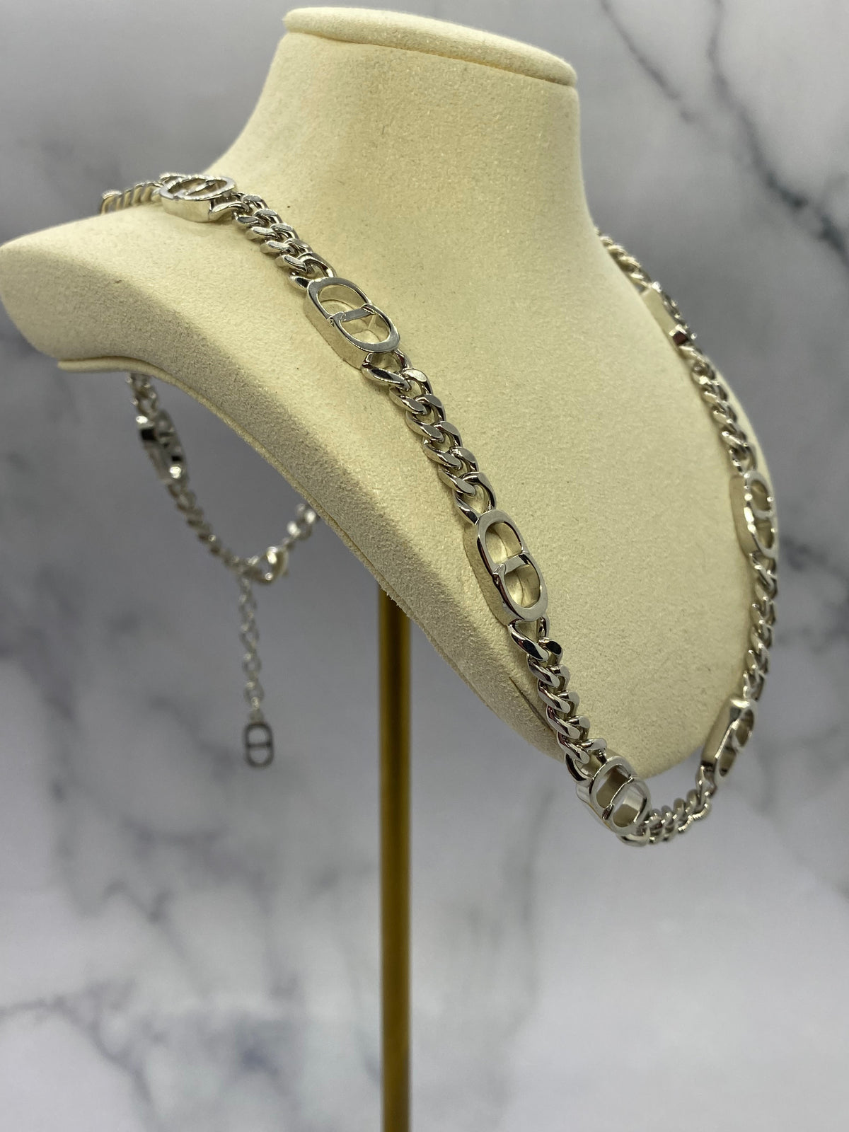 CHRISTIAN DIOR CD UNISEX Silver Tone Chain Necklace - Pre-Owned — 2
