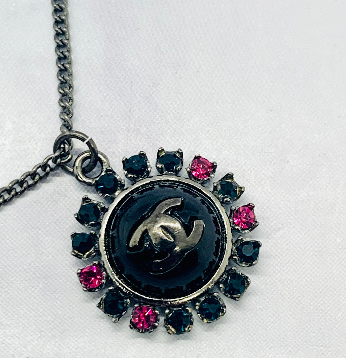 CHANEL CC Dark Rhinestone Charm Necklace - Pre-Owned — 8