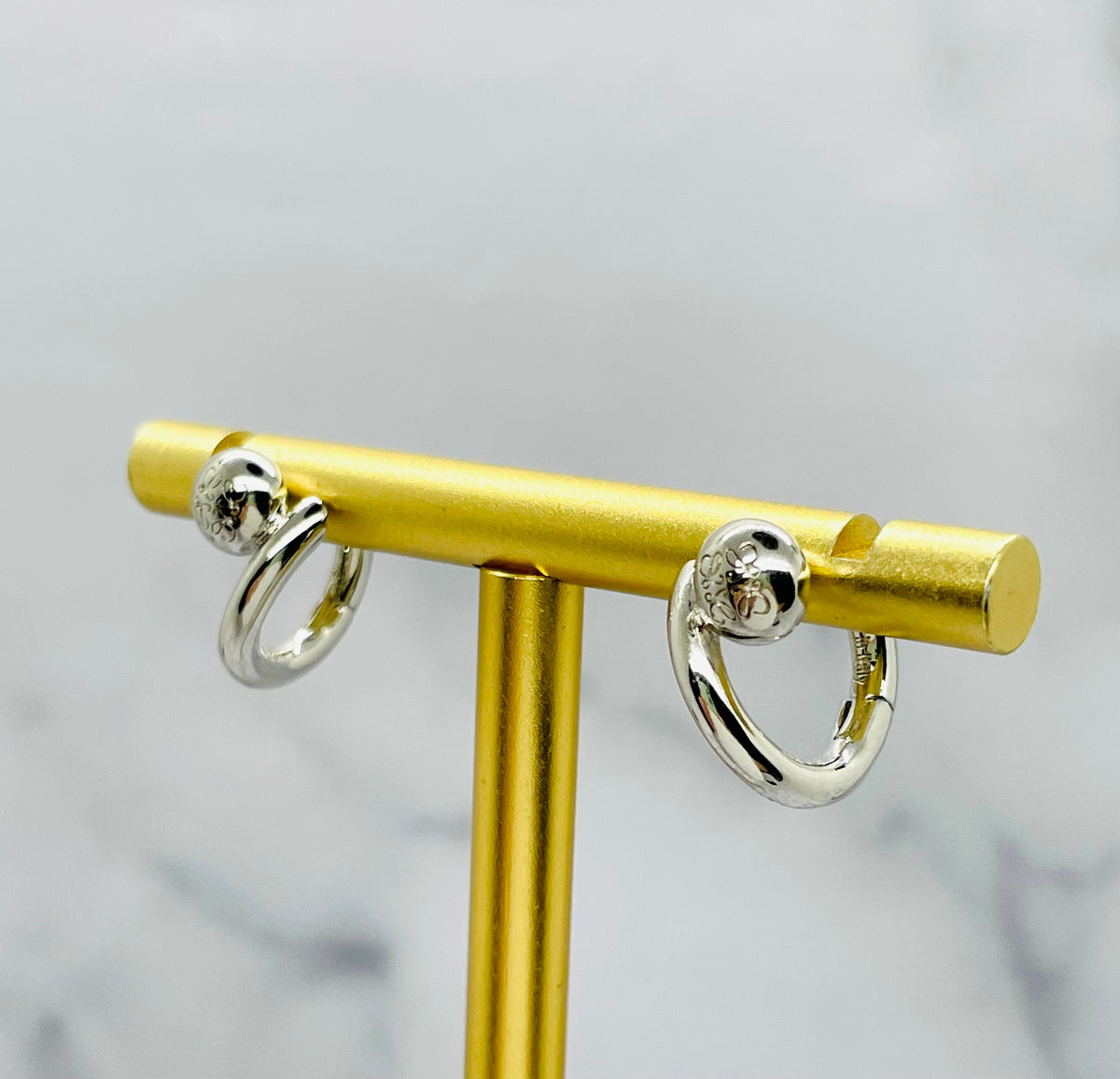 LOEWE Silver Monogram Hoop Earrings - Pre-Owned — 6