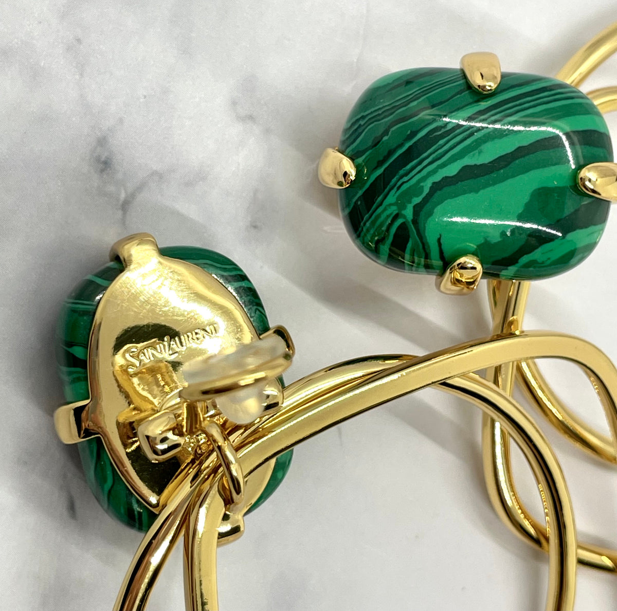YSL YVES SAINT LAURENT Malachite Earrings - Pre-Owned — 3