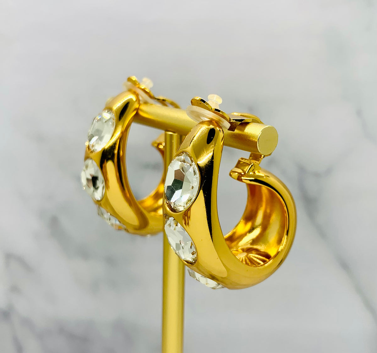 GOOSSENS Paris Rhinestone Clip On Hoop Earrings - Pre-Owned — 5
