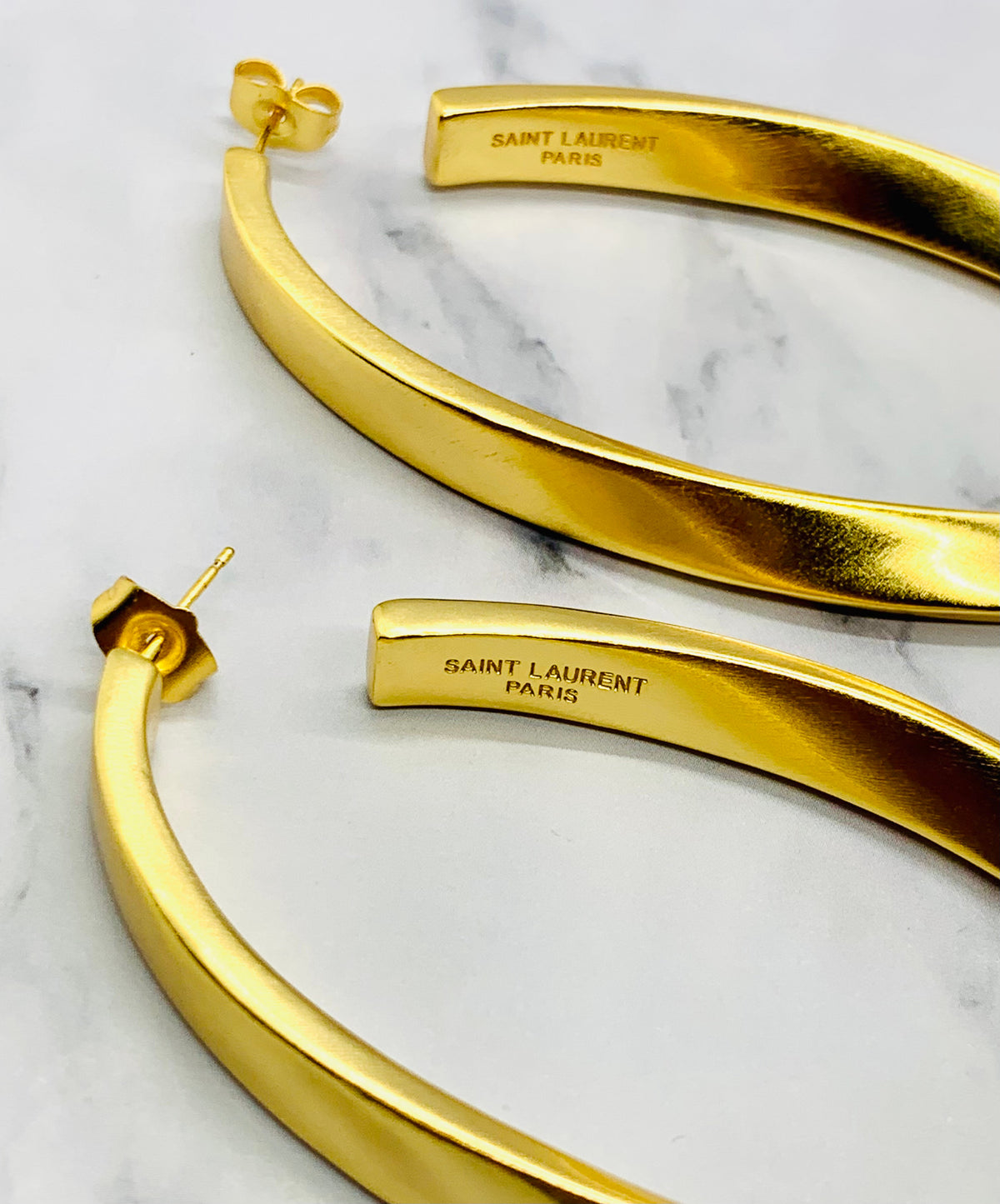 YSL YVES SAINT LAURENT Gold Tone Hoop Earrings - Pre-Owned