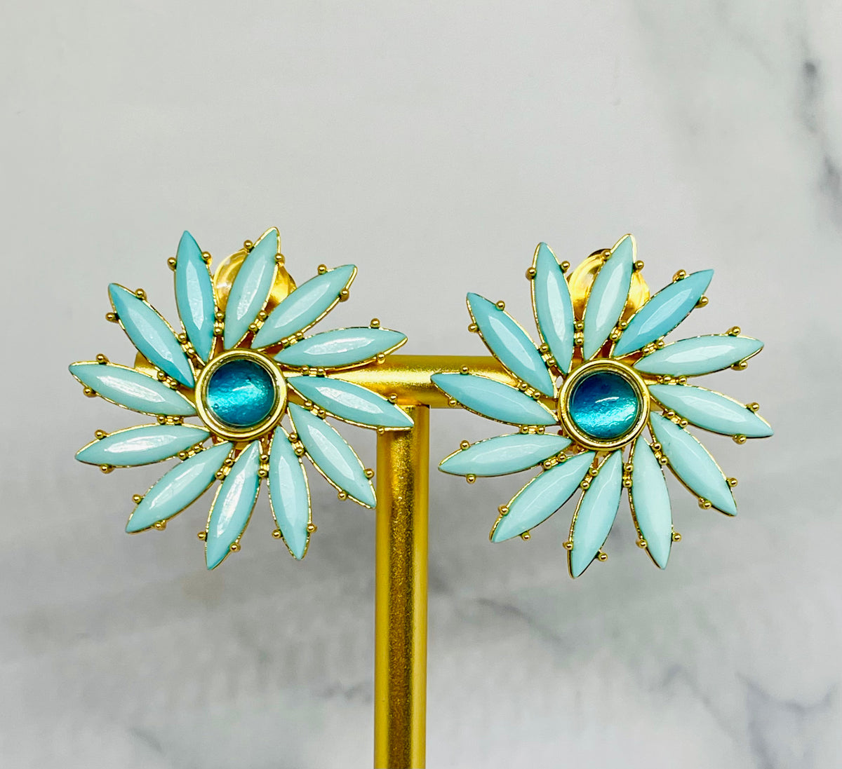 YSL YVES SAINT LAURENT Vintage Turquoise Clip On Earrings - Pre-Owned — 5