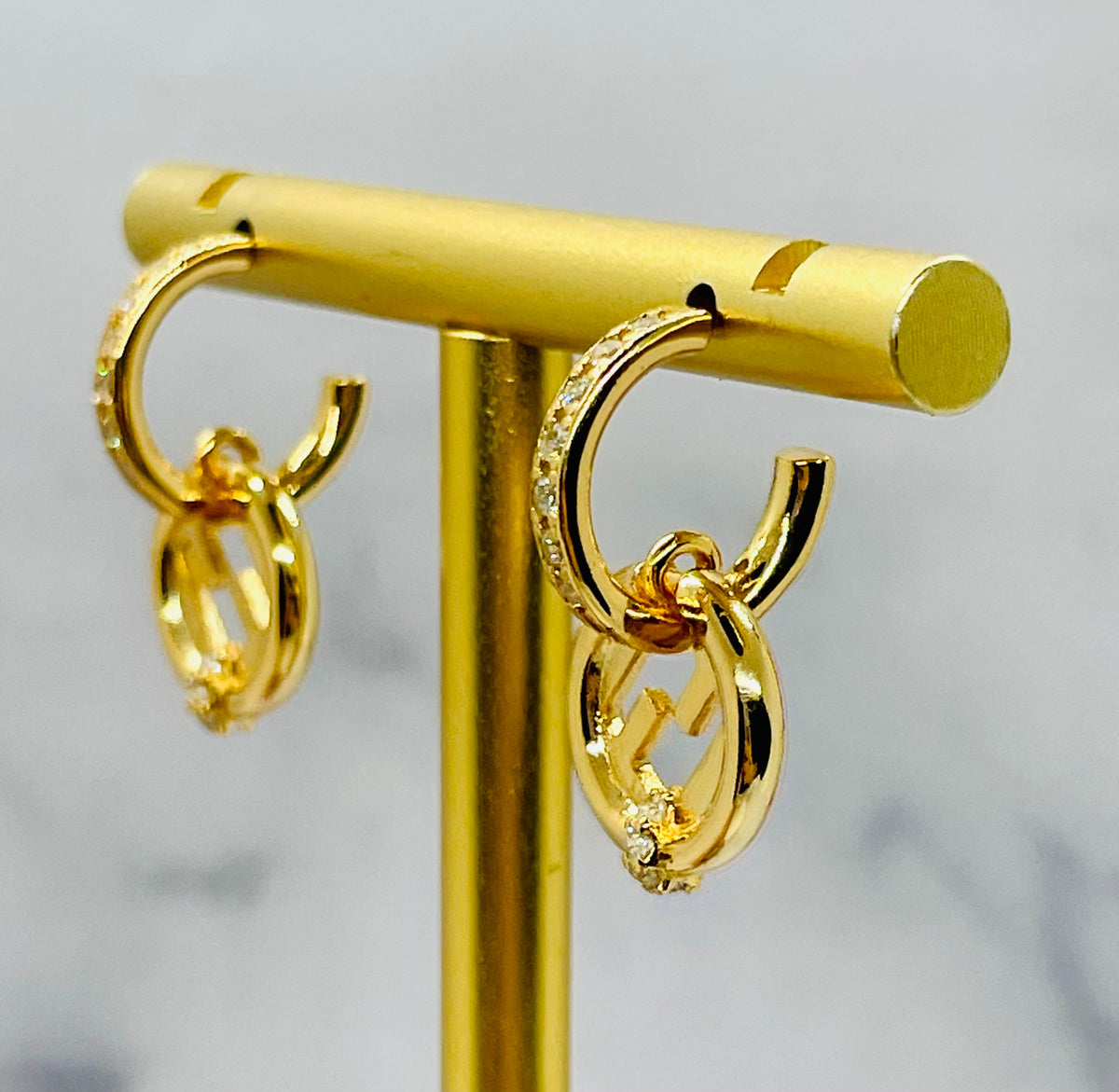 FENDI FF Rhinestone Hoop Earrings - Pre-Owned — 5