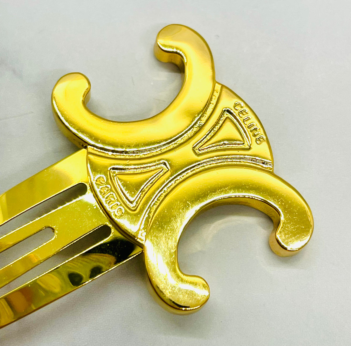 CELINE Gold Monogram Hair Clip Barrette Set - Pre-Owned / LX5831