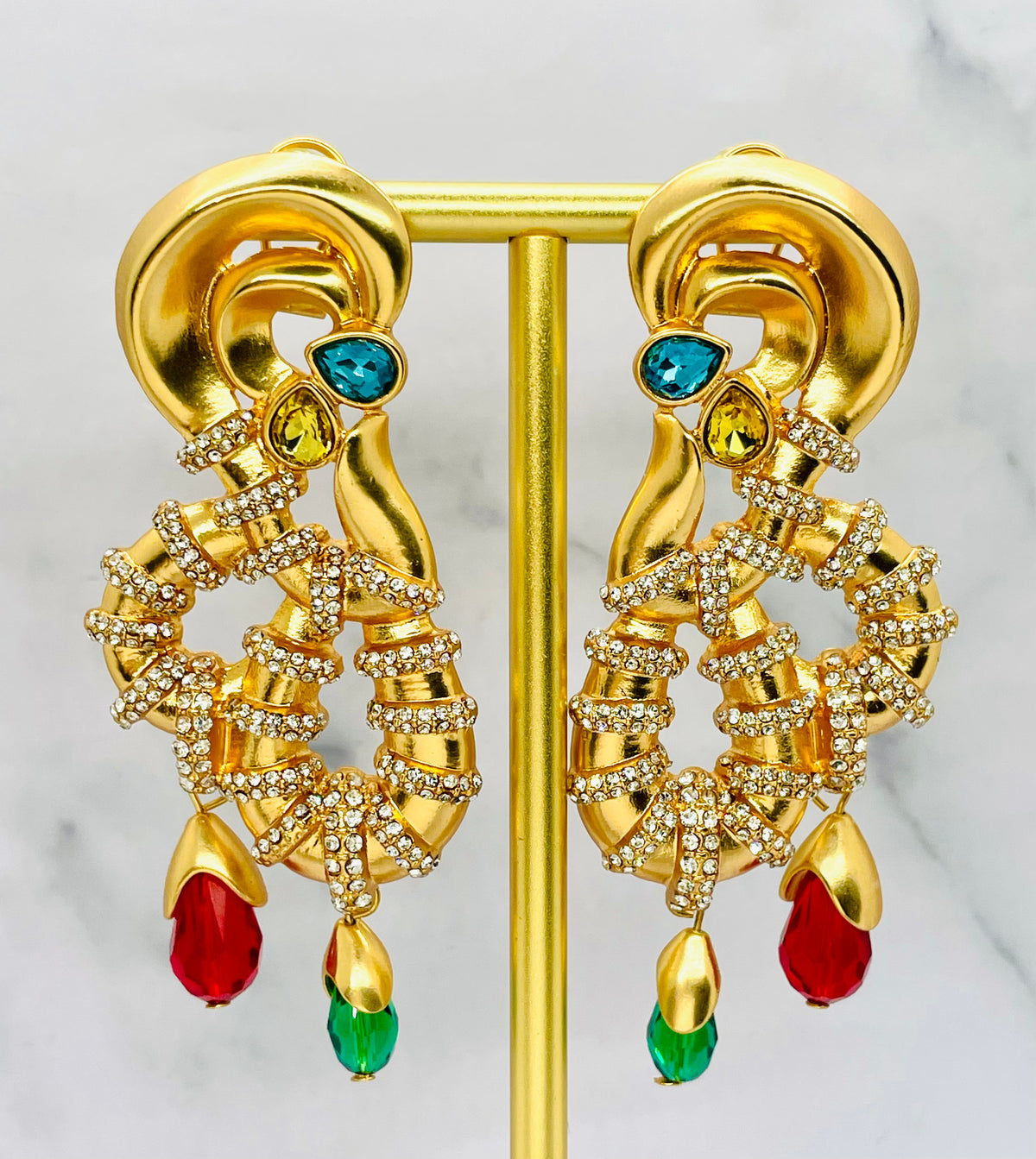 SCHIAPARELLI Statement Rhinestone Pendant Earrings - Pre-Owned — 5