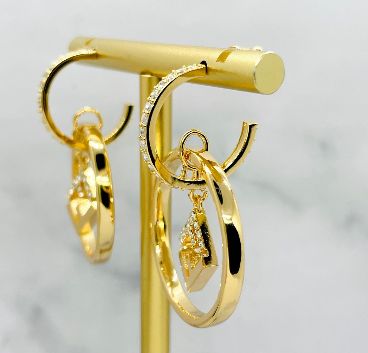 FENDI FF Rhinestone Hoop Earrings - Pre-Owned