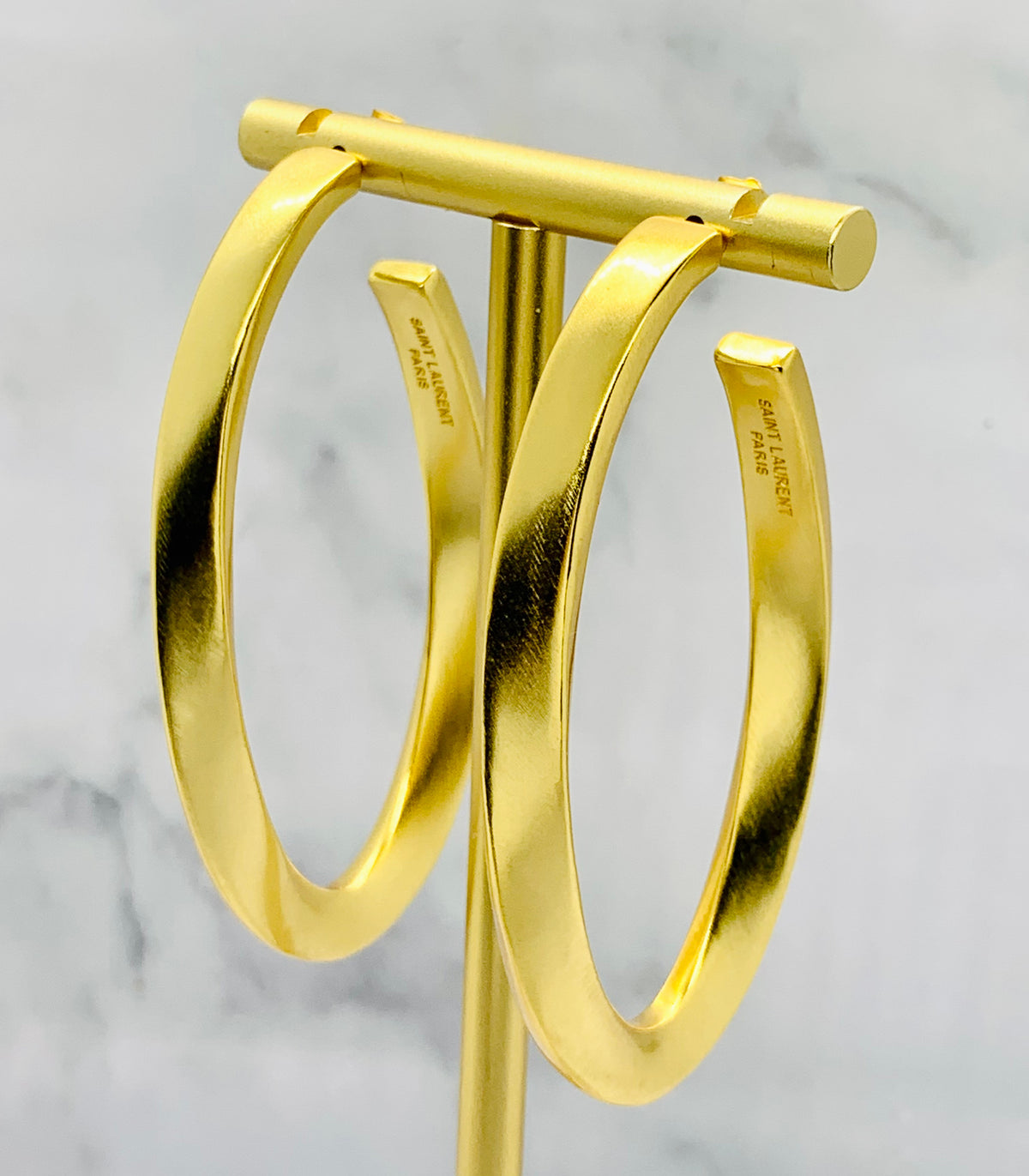 YSL YVES SAINT LAURENT Gold Tone Hoop Earrings - Pre-Owned