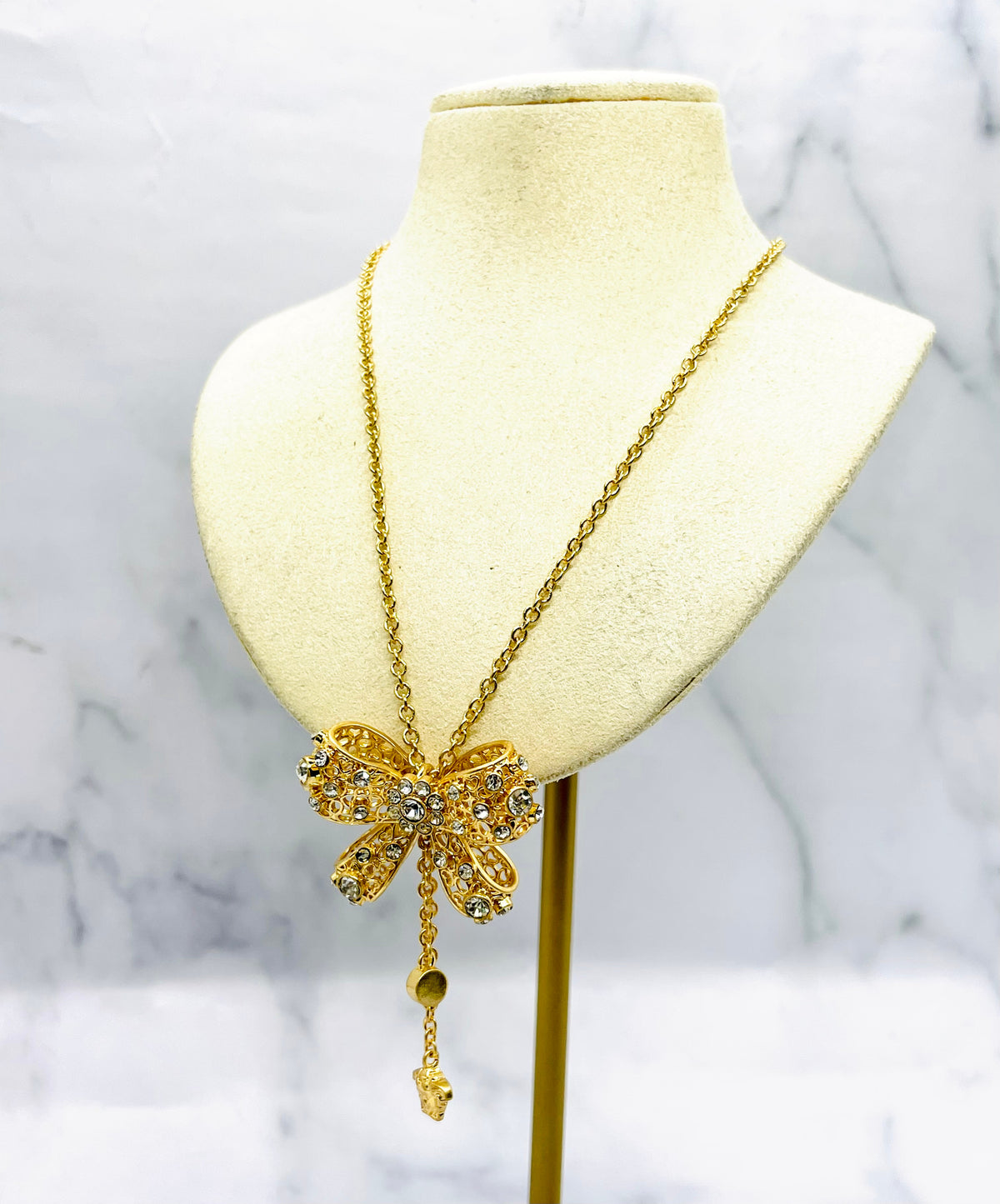 VERSACE Lariat Bow Rhinestone Statement Necklace - Pre-Owned — 4