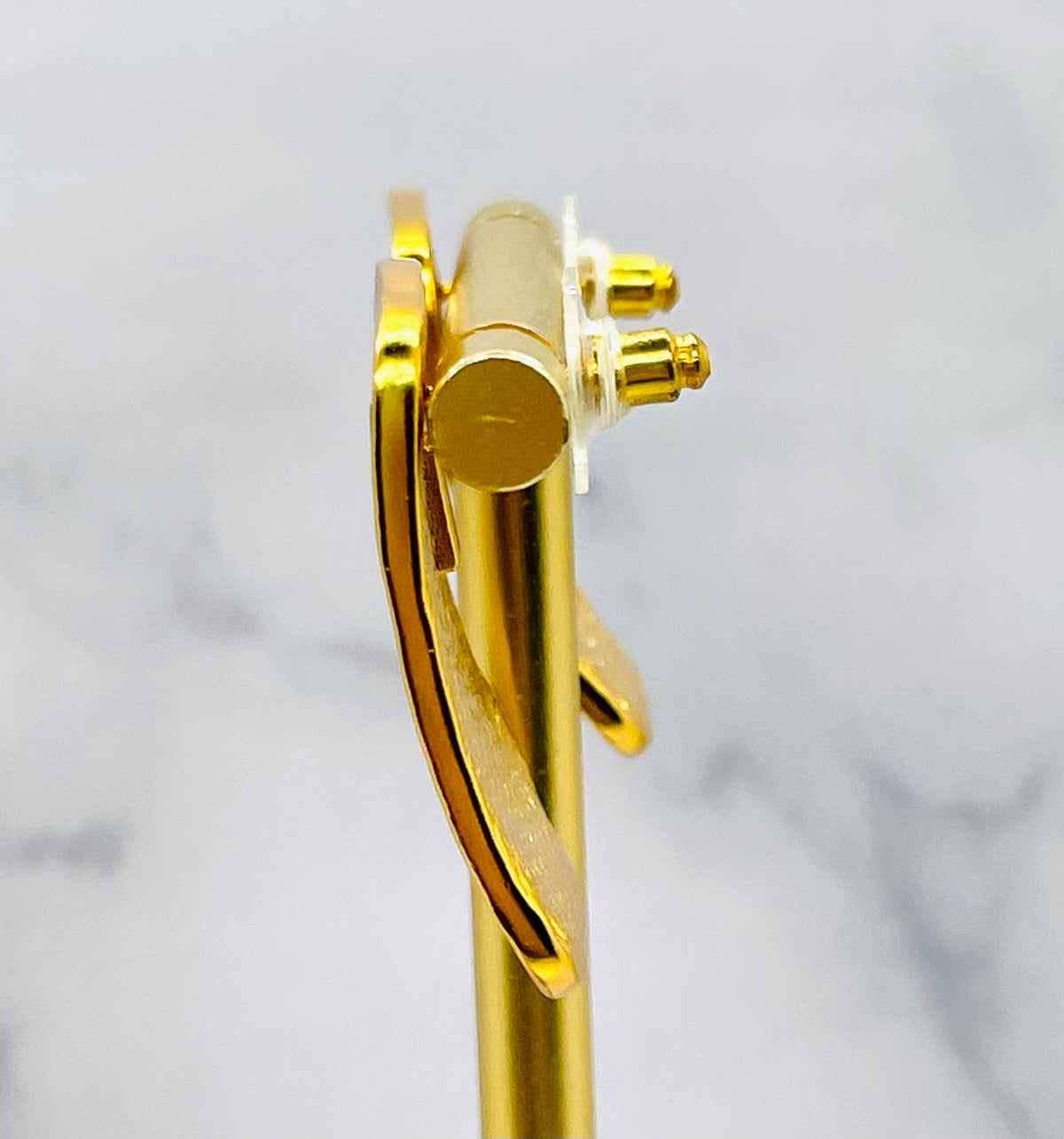 YSL Gold Hammered Monogram Post Earrings