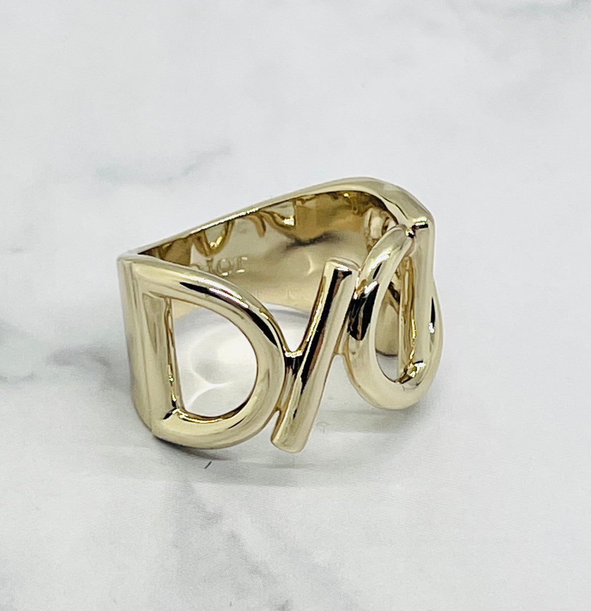 CHRISTIAN DIOR Silver Tone Monogram Ring Size 6 - Pre-Owned — 4