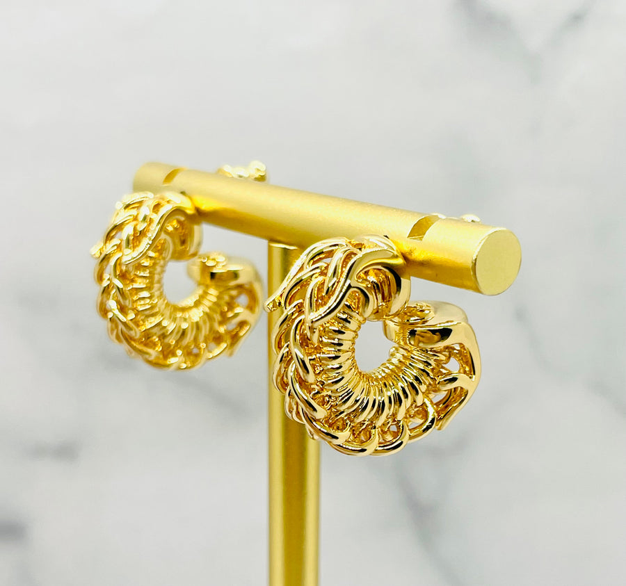 FENDI Filo Gold Tone Hoop Earrings - Pre-Owned — 1