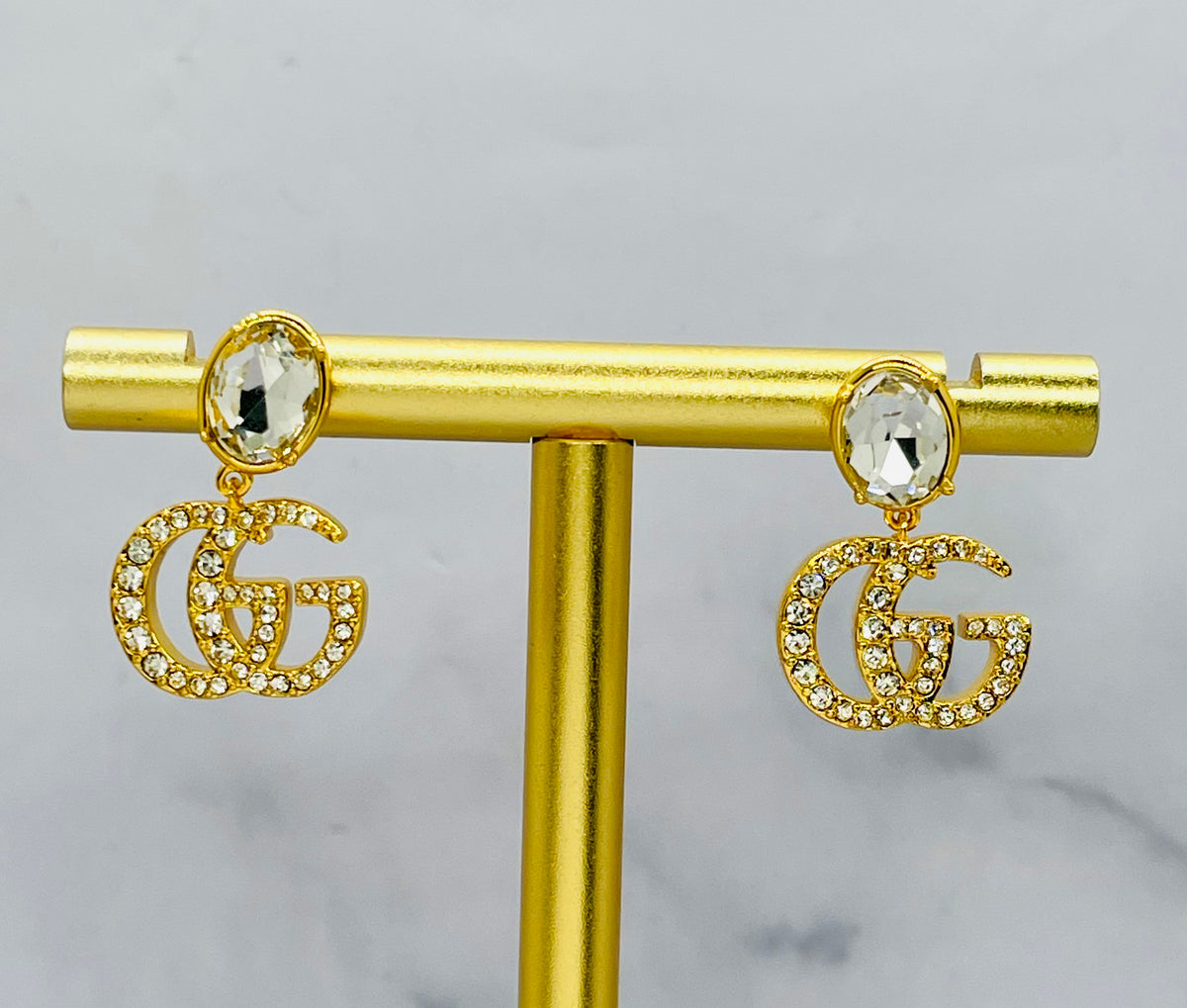 GUCCI GG Rhinestone Pendant Earrings - Pre-Owned — 1
