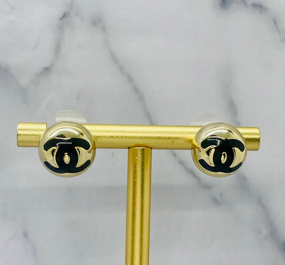 CHANEL CC Gold Tone Ball Shaped Earrings - Pre-Owned at The Refashion