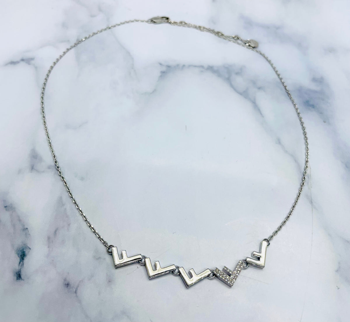 FENDI F Rhinestone Monogram Necklace - Pre-Owned — 3