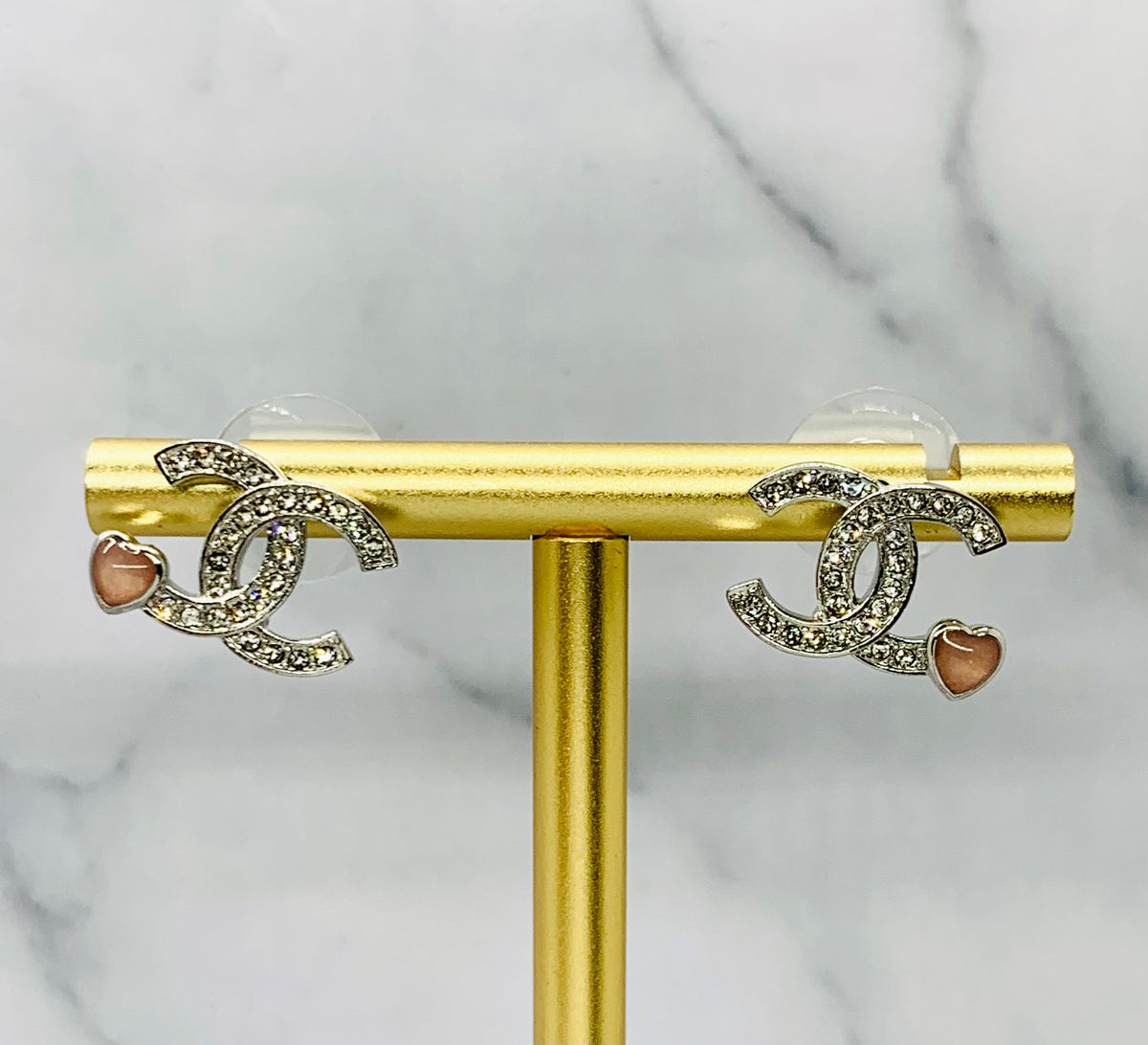 CHANEL CC Rhinestone Heart Earrings - Pre-Owned — 7