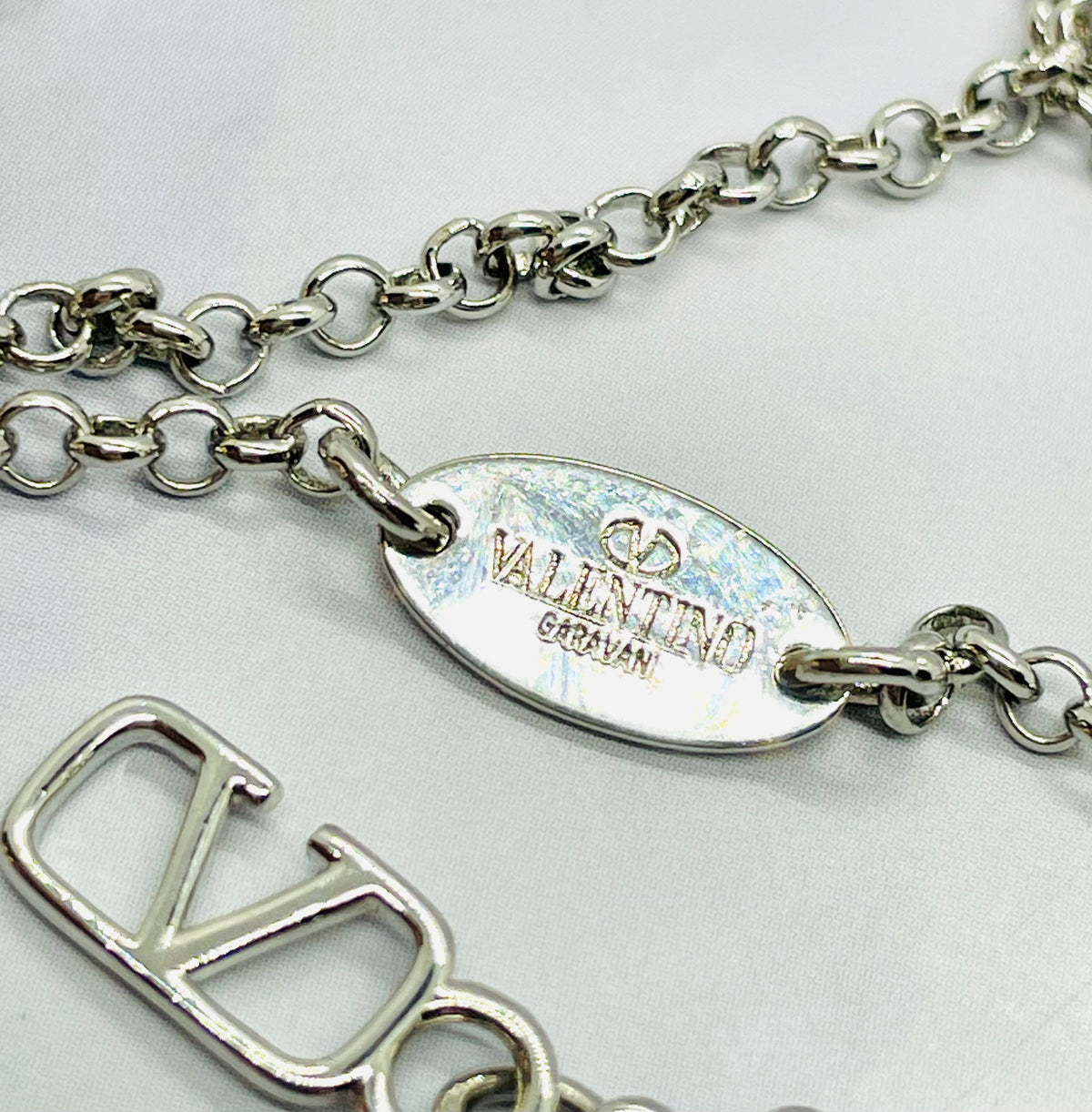 VALENTINO V Rhinestone Monogram Necklace - Pre-Owned — 6
