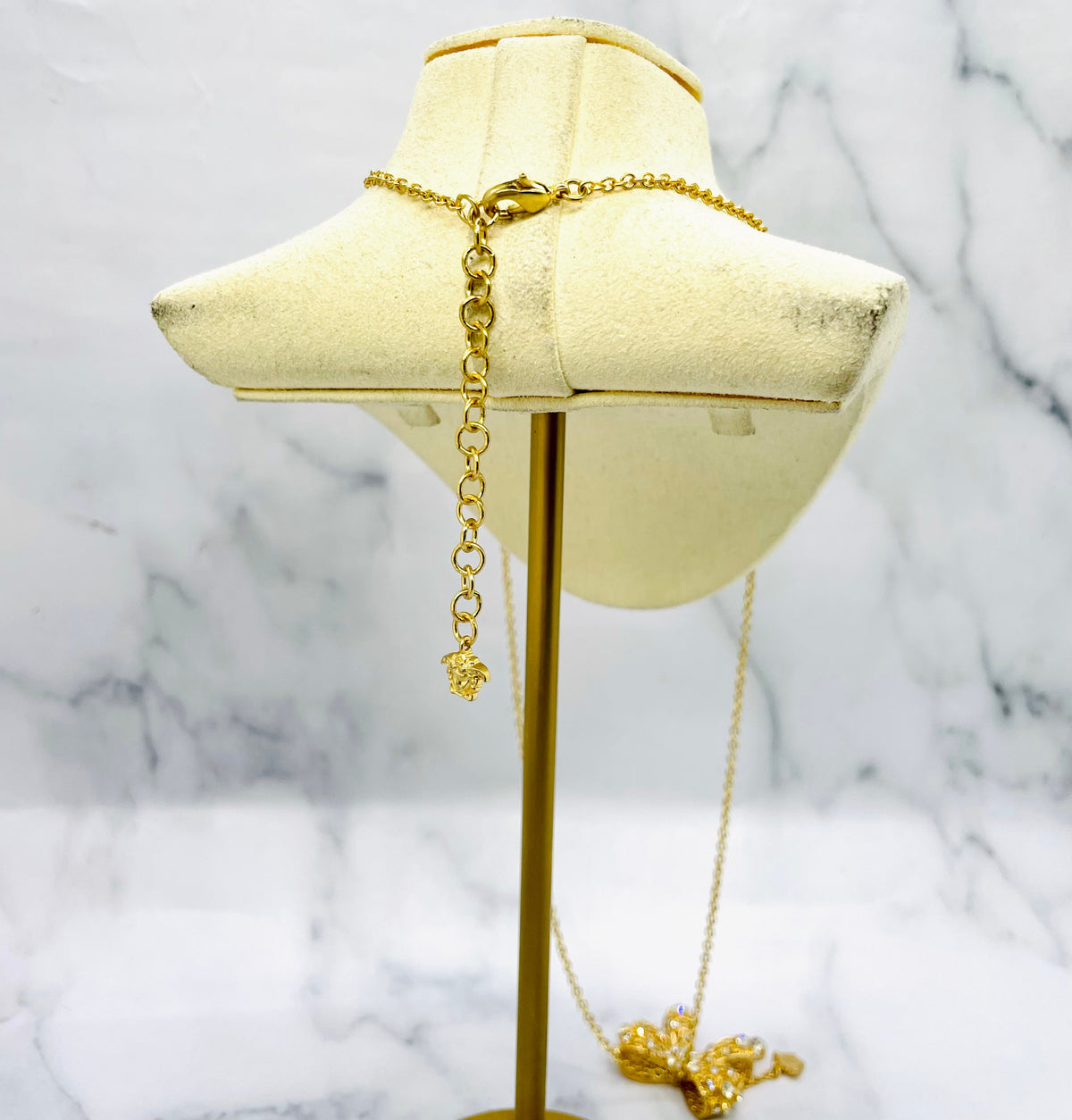 VERSACE Lariat Bow Rhinestone Statement Necklace - Pre-Owned — 2