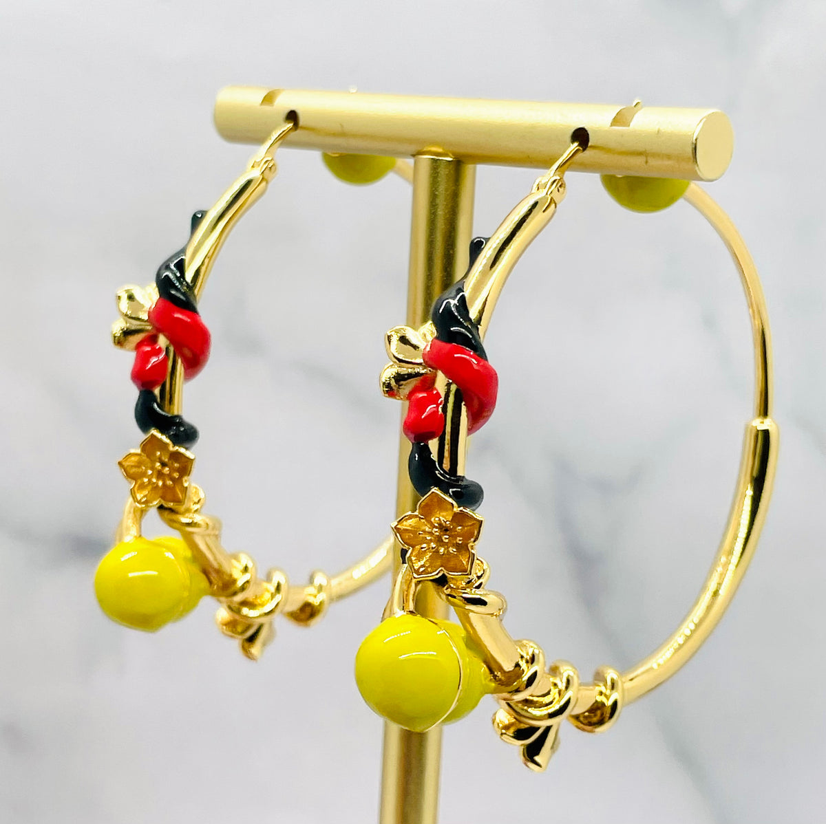 BOTTEGA VENETA Flower Trim Hoop Earrings - Pre-Owned — 4